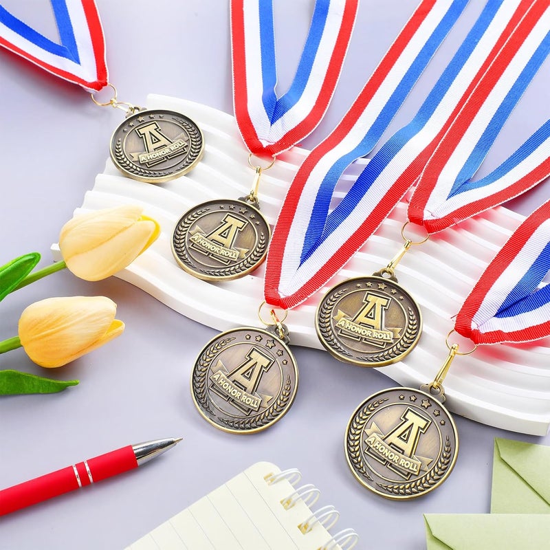 Quelay 30 Pcs 2'' Gold Medals for Awards Winner Bulk with Neck Ribbons Metal Trophy Award Prize Gift for Kids Students Adults School Graduation Participation Competitions - Image 4